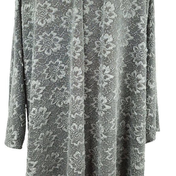 LuLaRoe Open Front 3/4 Sleeve Cardigan Sweater Womens Size L Grey Floral - Picture 9 of 15